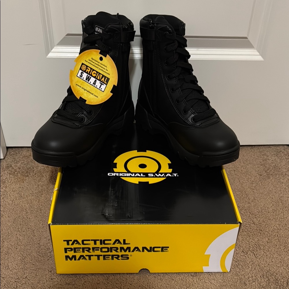 Black High-Top Steel Toe Work Boots